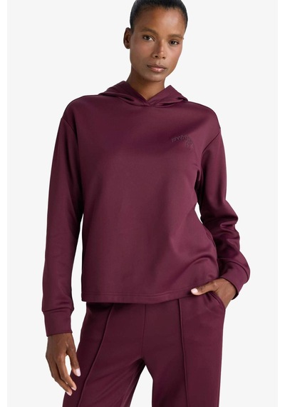 Defacto Defactofit Standart Fit Kapüşonlu Baskılı Sporcu Sweatshirt F1690ax25wnbr171 Bordo