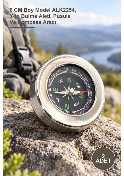 2 Adet Metal Pusula 6 Cm Boy Model Alk2254, Yön Bulma Aleti, Pusula Ve Compass Aracı