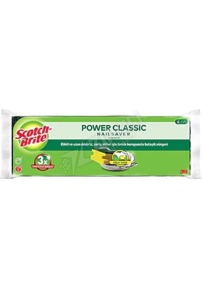 Scotch Brite Tırnak Koruyuculu Yeşil Klasik Sünger 4'lü