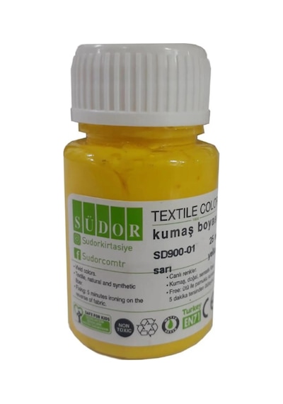 Kumaş Boyası Tişört Çanta Tekstil Boyası 25 Ml 1 Adet Südor Kumaş Boyası Sarı