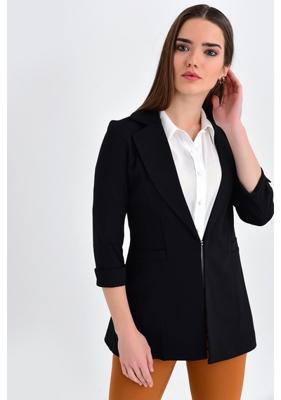 Jument Kadın Kapri Truvakar Kol Süs Cepli Kopçalı Ofis Blazer Kumaş Ceke