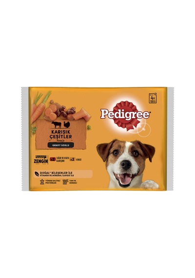 Pedigree Etli Seçenekleri 4'lü Poşet Paket Yaş Mama 4 X 100 G - 8 Adet Tarı
