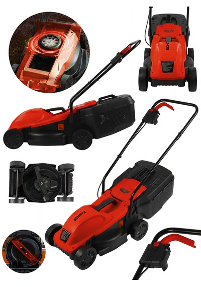 Schatz 1200w Elektrikli Bakır Sargılı Tekerlekli Çim Biçme Makinesi Kırmızı 30 Litre Toplama Torbalı