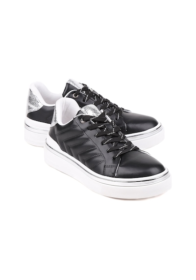 Stato Nova Kapitoneli Gümüş Detaylı Beyaz Kadın Sneaker Siyah