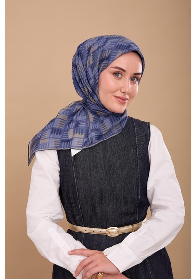 Silk Home Yaz Esintisi Eşarp 150001-13 İndigo, Yeşil Bej, Eflatun