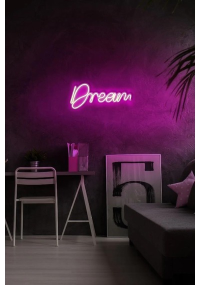 Dream - Led Dekoratif Duvar Aydınlatması Neon Duvar Yazısı Sihirli Led Mesajlar - N69