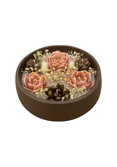 Yuvarlak Kasede 19x5 Cm Çiçek Mum Kadınlar Günü, Anneler Günü Hediyelik