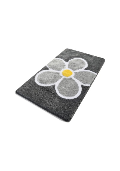 Flower Gri 60x100 Cm Banyo Paspası Renkli