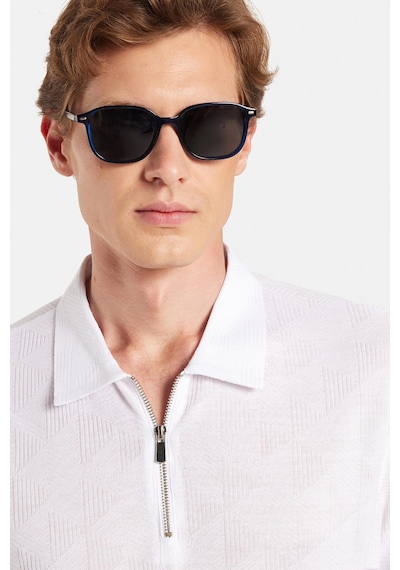 Tudors Erkek Slim Fit Dar Kesim Viskon Fermuarlı Polo Yaka Beyaz Tişört-34357 Beyaz