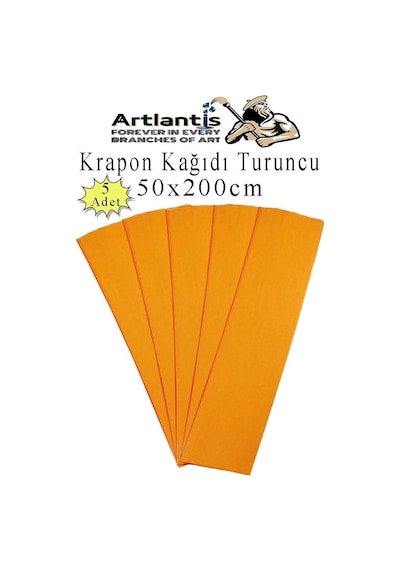 Krapon Kağıdı 50x200 Cm 5 Adet Renkli Grapon Kağıdı Okul Sınıf Etkinlik Kreş Okul Öncesi Kırapon Grafon Turuncu