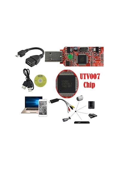 Android Utv007 Chip Video Dvr+Otg Micro Usb Kablolu Capture Kartı