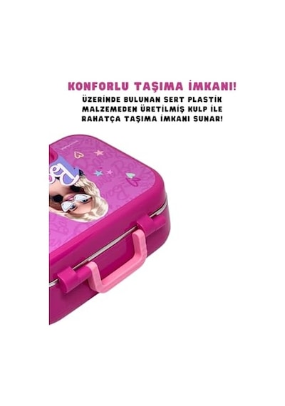 Bento 1030ml Lunchbox Barbie Temalı Lisanslı Tek Katlı 2 Bölmeli Paslanmaz Çelik Sefer Tası Yemek Kutu
