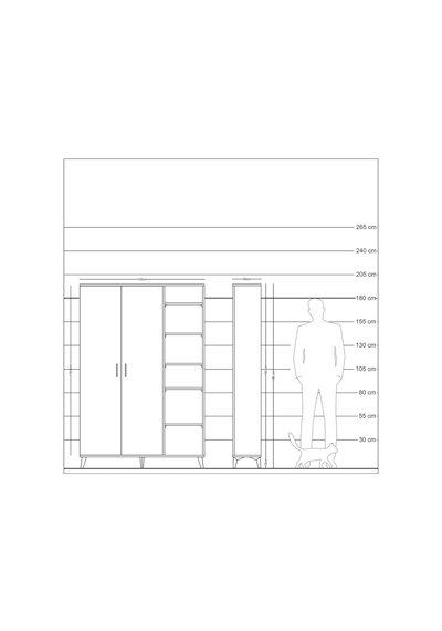 Arges Dolap 7 Raflı 2 Kapaklı Tek Askılı 132x30x195 Antrasit-aytaşı/çam Aytası/atlas Çam