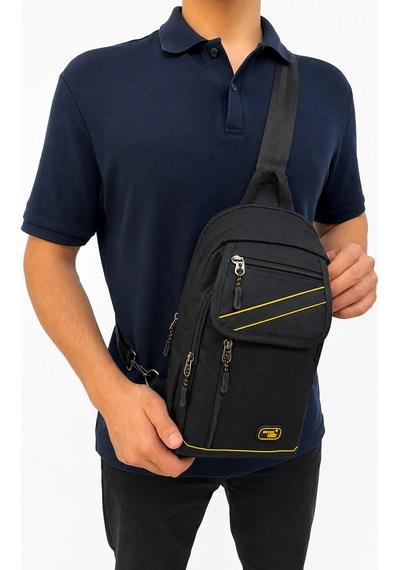 Sanmorris Seventeen Unisex Büyük Boy Hafif Ve Dayanıklı Çapraz Askılı Body Bag Siyah-sarı