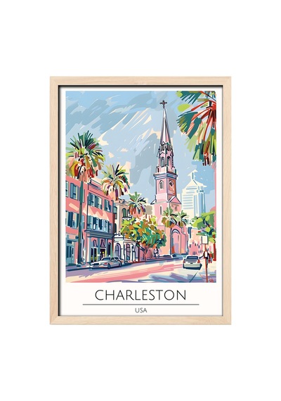 Charleston Usa Ahşap Çerçeveli Dekoratif Duvar Tablosu Ahşap 01