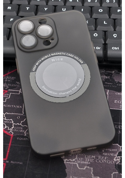 Apple Uyumlu iPhone 14 Pro Max Uyumlu Siyah Renkli Yarı Şeffaf İnce Sert Kapak Kılıf Kamera Lens Korumalı Siyah -