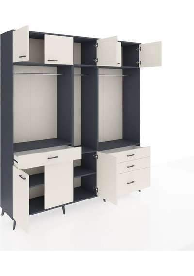 Hyperion Dolap 8 Raflı 4 Çekmeceli 3 Askılı 220x44x243 Antrasit-aytaşı/aytaşı Aytası/aytası Hyperion Dolap 8 Raflı 4 Çekmeceli 3 Askılı 220x44x243 Antrasit-aytaşı/aytaşı Aytası/aytası
