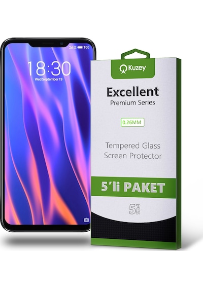 Meizu X8 ile Uyumlu Temperli Ekran Koruyucu Kırılmaz Cam Ekonomik 5'li Paket