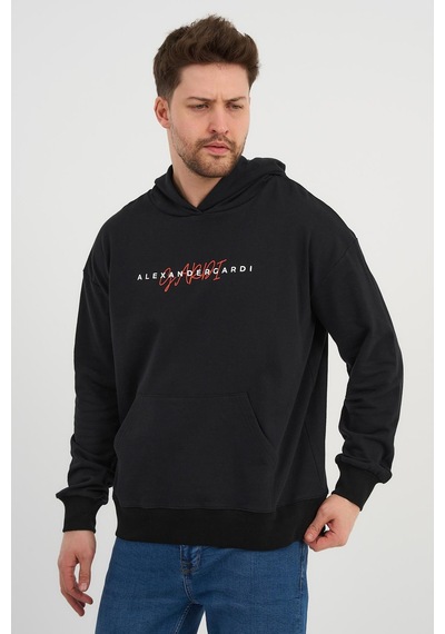 Alexander Gardi Alexandergardı Özel Unisex Baskılı Kapüşonlu Kanguru Cepli Sweatshirt Unx-0017602 Siyah