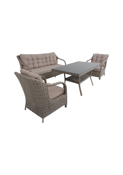 Matrix Üçlü Rattan Bahçe Oturma Grubu Rehome Gri