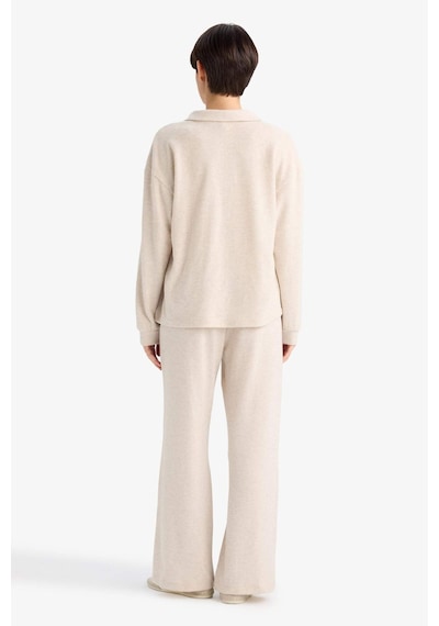Defacto Pijama Takımı Regular Fit Uzun Kollu Velur Üst Uzun Alt-fall İn Love G1188ax25aubg588 Bej-bg588