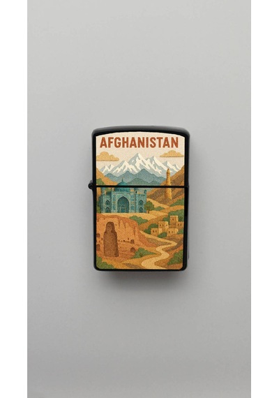 Afghanistan Afganistan - Paper-cut Style - Benzinli Siyah Çakmak Magnet Hediyeli Siyah