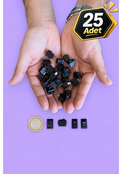 Mini Kare Işıksız On/off Anahtar Switch 2 Pin 25 Adet Küçük Boy Aç-kapa Işıksız Siyah Anahtar Ic-125b 3a/6a/125v