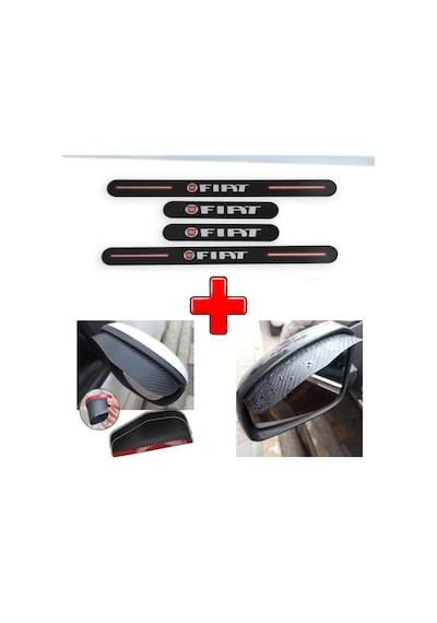 Fiat / Tofaş Uno Uyumlu Carbon Kapı Eşiği + Ayna Yağmur Koruyucu (552943640)