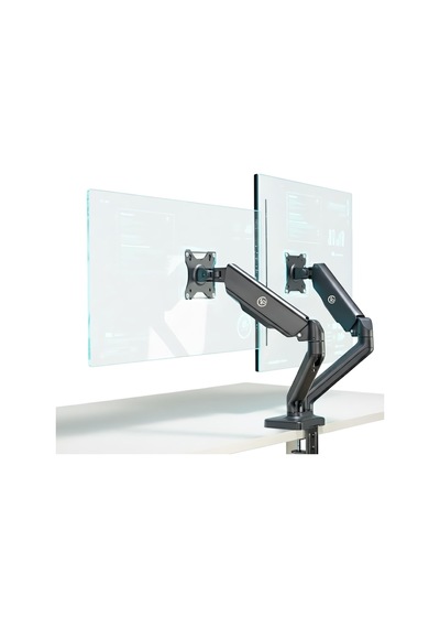 Std46024e 17-32 İkili Ergonomik Amortisörlü Monitör Kolu, Geniş Eğim +90 , 360 Pivot Vesa Stand Tutucu 2x9kg