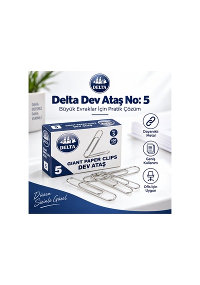 Dev Ataş No:5 Metal Büyük Boy Evrak Ataşı