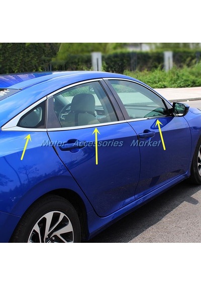Honda Civic Fc5 Uyumlu Cam Kenar Krom Çerçevesi Çıtası Nikejal 20