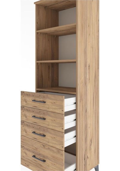 Hyperion Dolap 3 Raflı 4 Çekmeceli 60x44x195 Çam-çam Çam