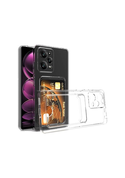 Xiaomi Redmi Note 12 Pro 5g Kılıf Kartlıklı Şeffaf Zore Setra Clear Silikon Kapak Renksiz