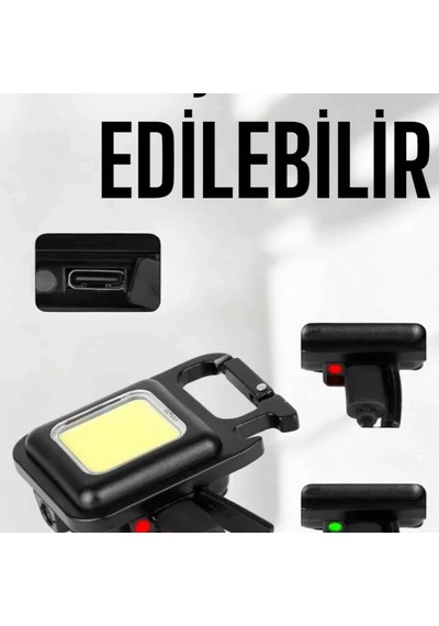 800 Lümen Şarjlı Led Kamp Feneri 3 Işık Modlu Manyetik Anahtarlık Ve Şişe Açacaklı