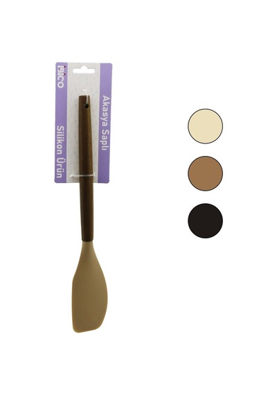 İbico İ22-020 Renkli Silikon Ahşap Akasya Saplı Yan Spatula 30cm- 6'li Paket