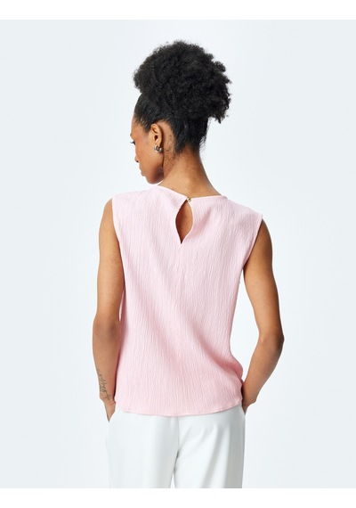 Koton Drape Detaylı Yuvarlak Yaka Kolsuz Bluz Pembe 5sak60113uw Gül