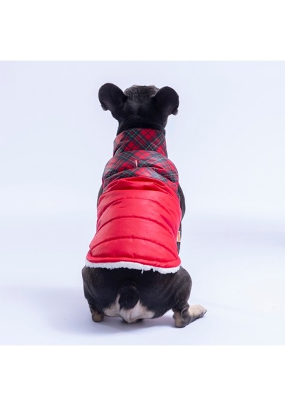 Kırmızı Plaid Ekose Desen Yelek Köpek Yeleği Köpek Kıyafeti Köpek Yağmurluk
