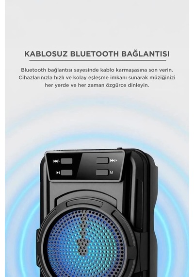 Delux Serisi Torima Bluetooth Hoparlör Gts-1346 Siyah Cep Aleti Mini Alet Işıklı Cihaz