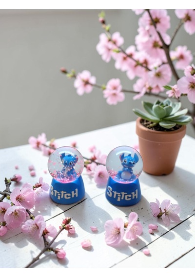 Ayder Online Satış Işıklı mavi renk 2 li Stitch Kar küre4cm-6cm