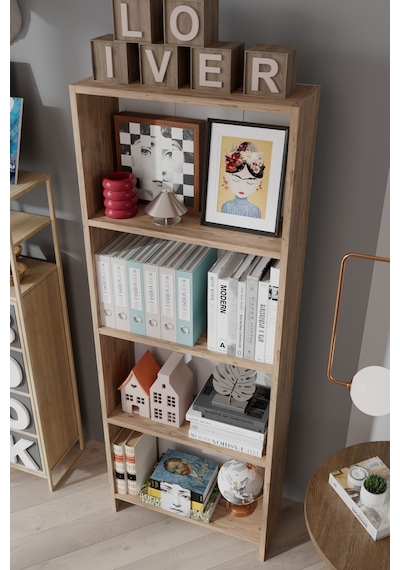 Sahra 5 Raflı Modern Kitaplık Çok Amaçlı Dekoratif Raf Ünitesi Ofis Ve Ev Kullanımı-meşe Kahverengi Sahra 5 Raflı Modern Kitaplık Çok Amaçlı Dekoratif Raf Ünitesi Ofis Ve Ev Kullanımı-meşe Kahverengi