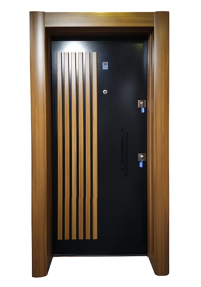 Çelik Kapı Modelleri Ahşap Kaplama Kabartmalı Daire Kapısı Sol 3