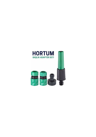 4'lü Hortum Ucu Bağlantı Ve Başlık Seti - Yeşil
