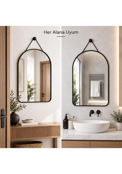 Askılı Duvar Aynası Cm, İnce Çerçeve, Banyo Antre Yatak Odası Ve Makyaj Alanı İçin Dekoratif Ayna, Ayna Siyah Diğer