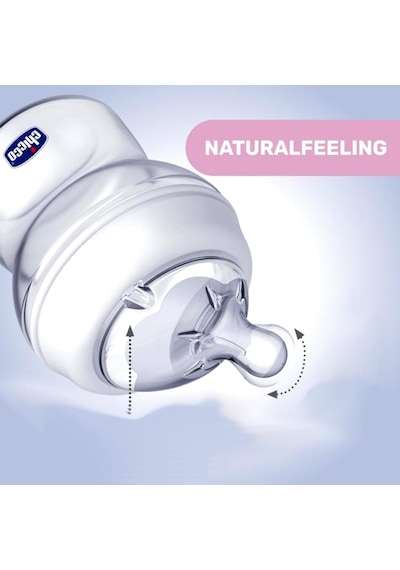 Natural Feeling Silikon Emzikli Pp Biberon, Desenli, 250 Ml, Şeffaf, 2+ Ay Çok Renkli