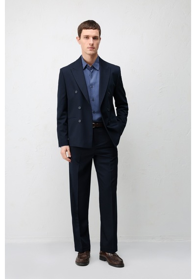 Antioch Kruvaze Relaxed Fit Erkek Blazer Ceket Lacivert