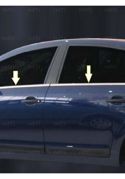 Citroen C-4 2005-2010 Modeller Arası Hb Krom Cam Çıtası 8 Parça Paslanmaz Çelik