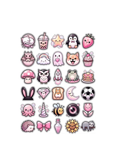 Sevimli Karakterler Chibi Sticker Seti 150 Adet - 5'li Mega Paket No17 - Laptop Defter Ajanda Çok Renkli