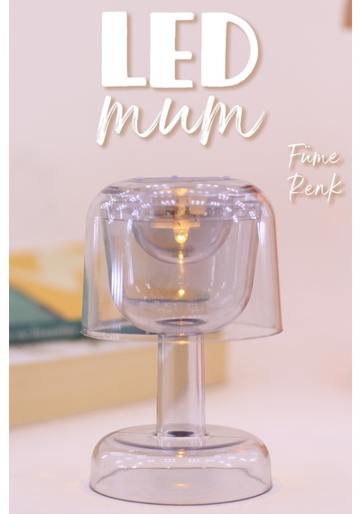 Led Mum İskandinav Tip Pil Dahil Dumansız Alev Ledli Yapay Dekoratif Mum Dekor Işığı Füme Pt428 Füme