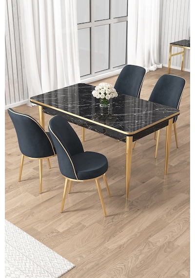 Canisa Rewa Serisi 70x110 Sabit Siyah Mermer Desen Gold Detay Masa Takımı Ve 4 Antrasit Sandalye Masa Siyah Mermer Sandalye Antrasit Gold Ayak Canisa Rewa Serisi 70x110 Sabit Siyah Mermer Desen Gold Detay Masa Takımı Ve 4 Antrasit Sandalye Masa Siyah Mermer Sandalye Antrasit Gold Ayak