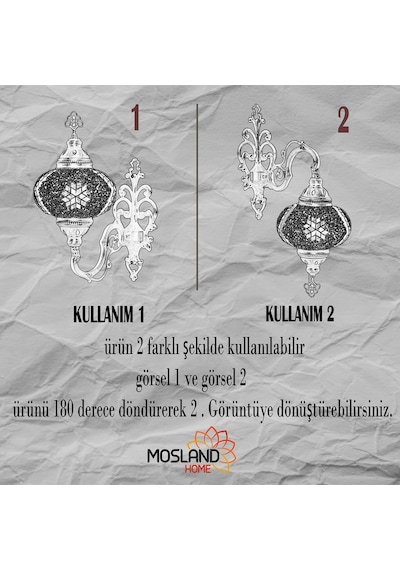 Mozaik Duvar Lambası Gece Lambası Bohem Aplik Aydınlatma Metal